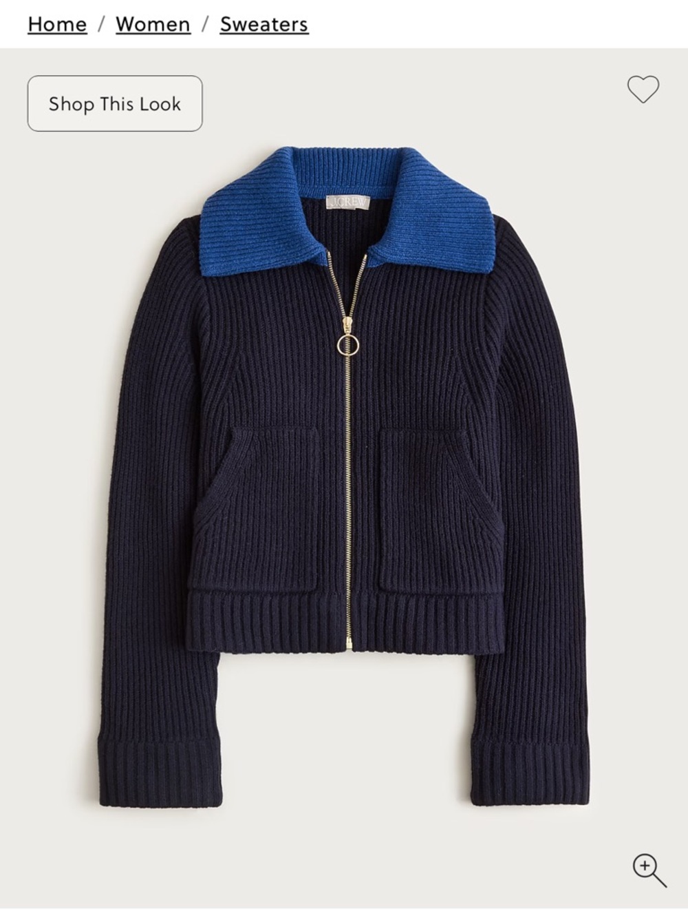 Colorblock collared full-zip sweater in wool